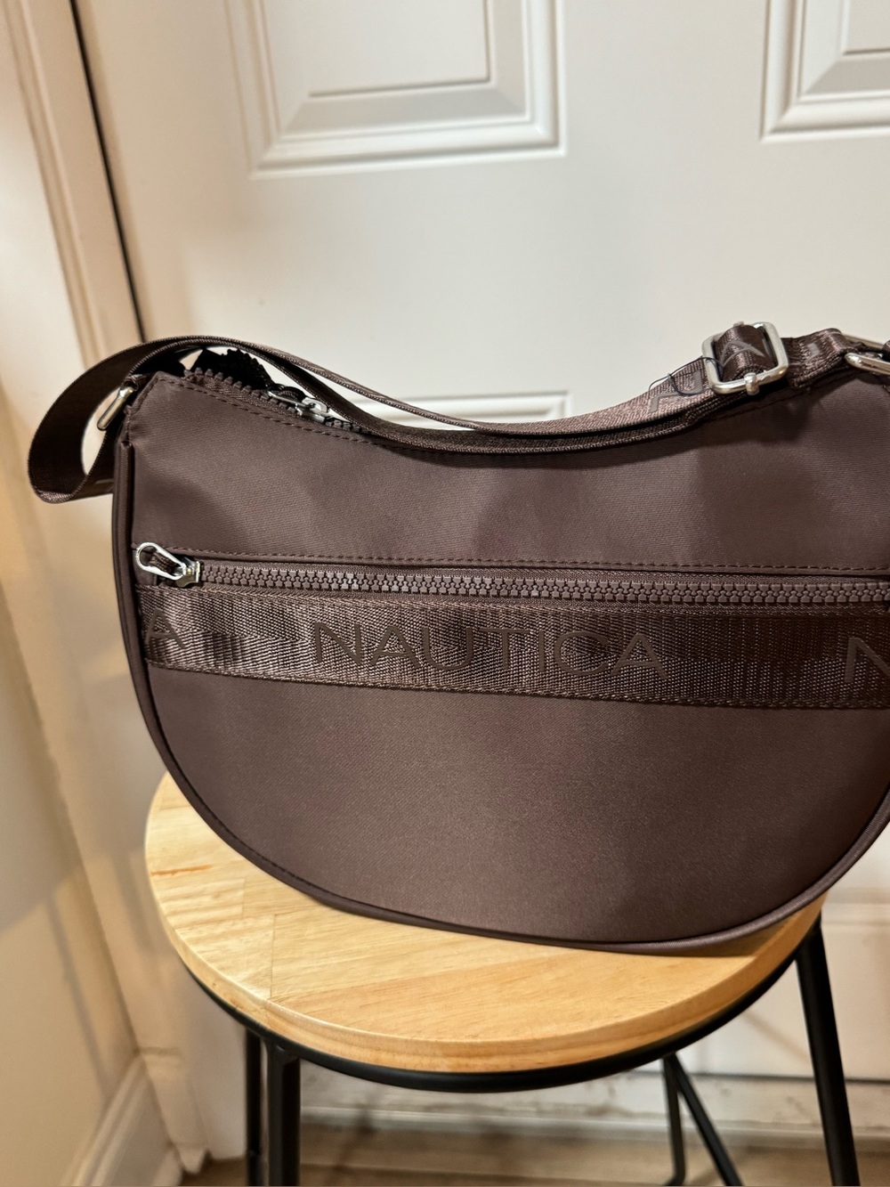 Nautica Dark Brown Crescent Messenger Bag